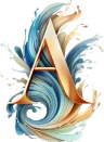 Apiece Inc logo — gold letter A with blue water swirl