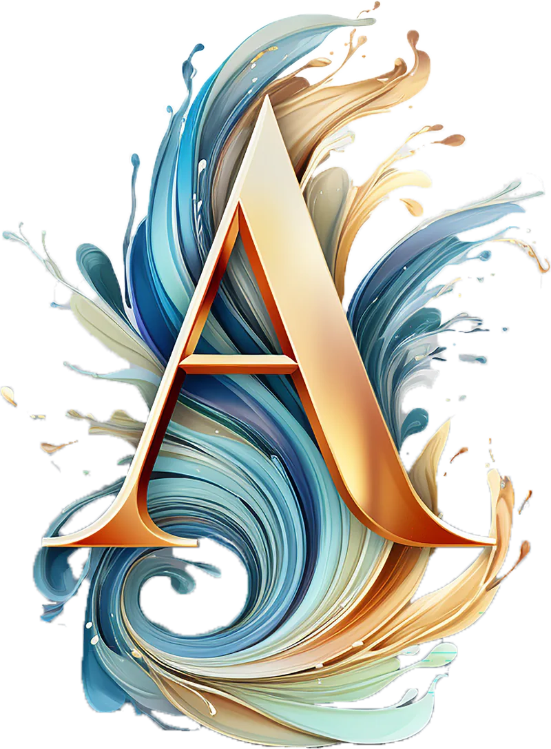 Apiece Inc logo — gold letter A with blue water swirl